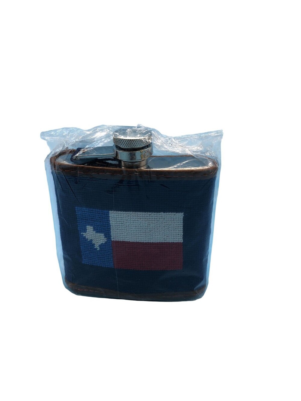 Smathers & Branson Texas Flag Hip Flask 4oz Canvas Leather Multicolor Metal